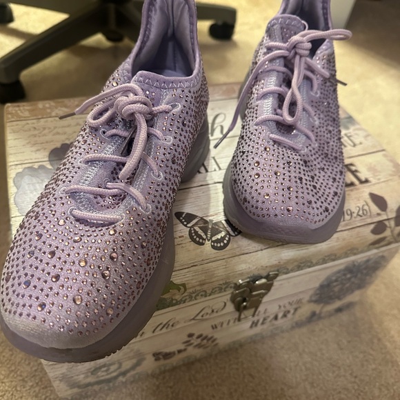 bebe Pink Rhinestone Sneakers - Picture 4 of 12